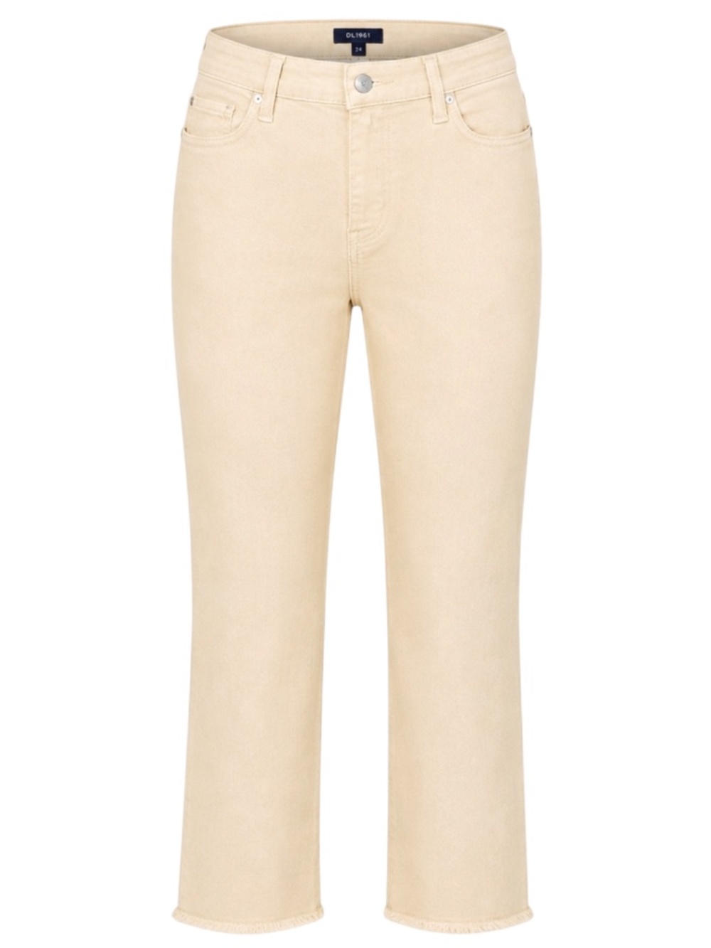 DL1961 Mara Ankle Mid Rise Straight Jeans Butterscotch Raw Size 24 NWT
